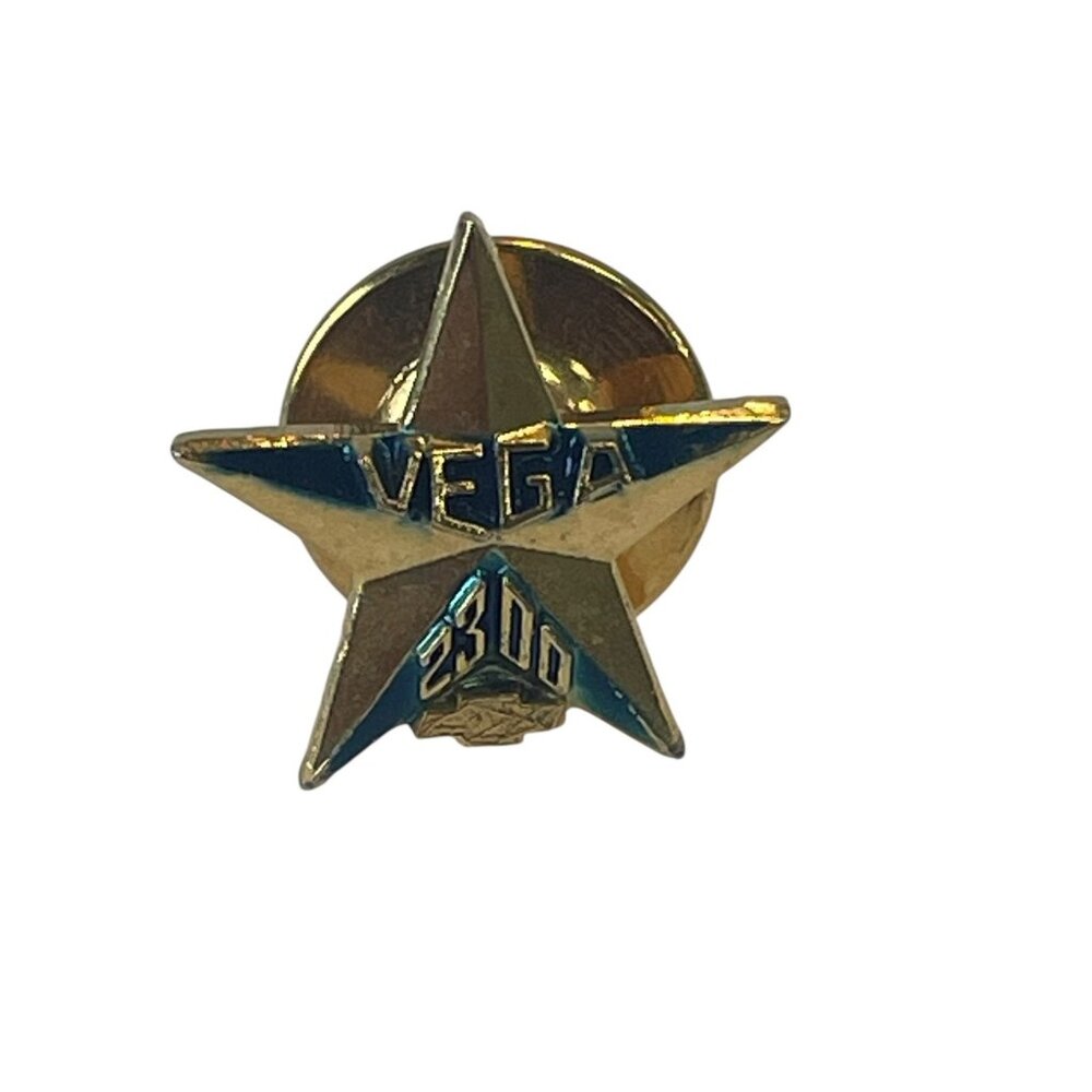 Vintage Chevrolet Vega 2300 Gold Blue‎ Star Lapel Pin Tie Tack Advertising Car